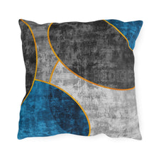 Load image into Gallery viewer, Decorative Indoor/outdoor Pillow - Black Blue Circular Geometric