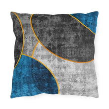 Load image into Gallery viewer, Decorative Indoor/outdoor Pillow - Black Blue Circular Geometric