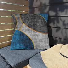 Load image into Gallery viewer, Decorative Indoor/outdoor Pillow - Black Blue Circular Geometric