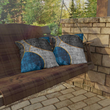 Load image into Gallery viewer, Decorative Indoor/outdoor Pillow - Black Blue Circular Geometric