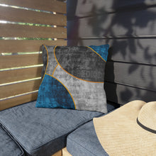 Load image into Gallery viewer, Decorative Indoor/outdoor Pillow - Black Blue Circular Geometric