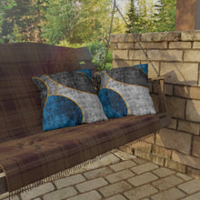Load image into Gallery viewer, Decorative Indoor/outdoor Pillow - Black Blue Circular Geometric