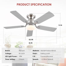 Load image into Gallery viewer, 46 Inch Smart Flush Mount Ceiling Fan With Dimmable Lights