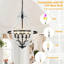 Load image into Gallery viewer, 5-Light White Wood Chandeliers