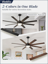 Load image into Gallery viewer, 72 Inch Black Outdoor Ceiling Fan With Light And Remote