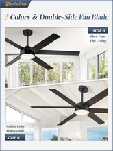 Load image into Gallery viewer, 60 Inch Black Ceiling Fan With Lights Remote DC Motor
