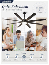 Load image into Gallery viewer, 65 Inch Ceiling Fan With Lights Remote Black Indoor Outdoor