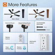 Load image into Gallery viewer, 52 Inch Black Ceiling Fan With Remote Integrated Light
