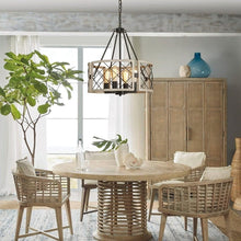 Load image into Gallery viewer, D19 Inch Rustic 4 Light Chandelier Black And White Oak