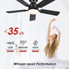 Load image into Gallery viewer, 46 Inch Black Low Profile Ceiling Fan With Light Remote App
