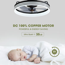 Load image into Gallery viewer, 20 Inch Black Flush Mount Ceiling Fan With Lights And Remote