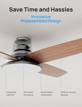 Load image into Gallery viewer, Smart Ceiling Fan 44 Inch Silver With Dimmable LED Light
