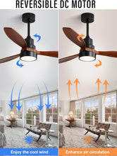 Load image into Gallery viewer, 52 Inch Flush Mount Ceiling Fan With Lights Remote Control