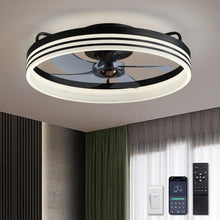 Load image into Gallery viewer, 20 Inch Black Flush Mount Ceiling Fan With Lights And Remote