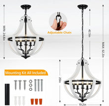 Load image into Gallery viewer, 5-Light White Wood Chandeliers