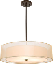 Load image into Gallery viewer, 20 Inch Black Drum Pendant Light With Fabric Shade Three Light Matte
