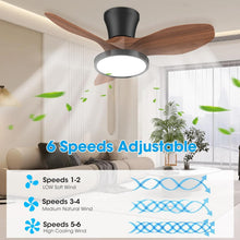 Load image into Gallery viewer, 32 Inch Quiet Ceiling Fan With LED Light Remote Control Walnut Finish