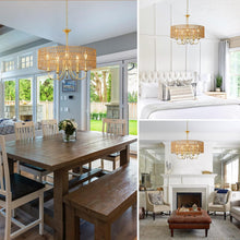 Load image into Gallery viewer, Gold 5 Light Rattan Boho Chandelier Pendant Lighting