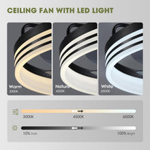 Load image into Gallery viewer, 20 Inch Black Flush Mount Ceiling Fan With Lights And Remote
