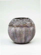 Load image into Gallery viewer, Art Decorated Gray Glass Vase for Flowers | Painted Art Glass Round Va