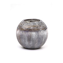 Load image into Gallery viewer, Art Decorated Gray Glass Vase for Flowers | Painted Art Glass Round Va