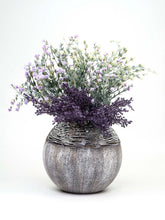 Load image into Gallery viewer, Art Decorated Gray Glass Vase for Flowers | Painted Art Glass Round Va